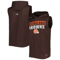 Cleveland Browns MSX by Michael Strahan Relay Sleeveless Pullover Hoodie Brown