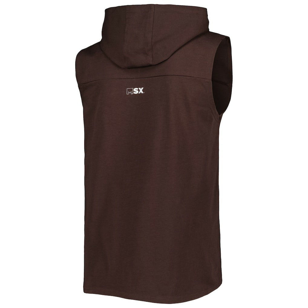 Cleveland Browns MSX by Michael Strahan Relay Sleeveless Pullover Hoodie Brown