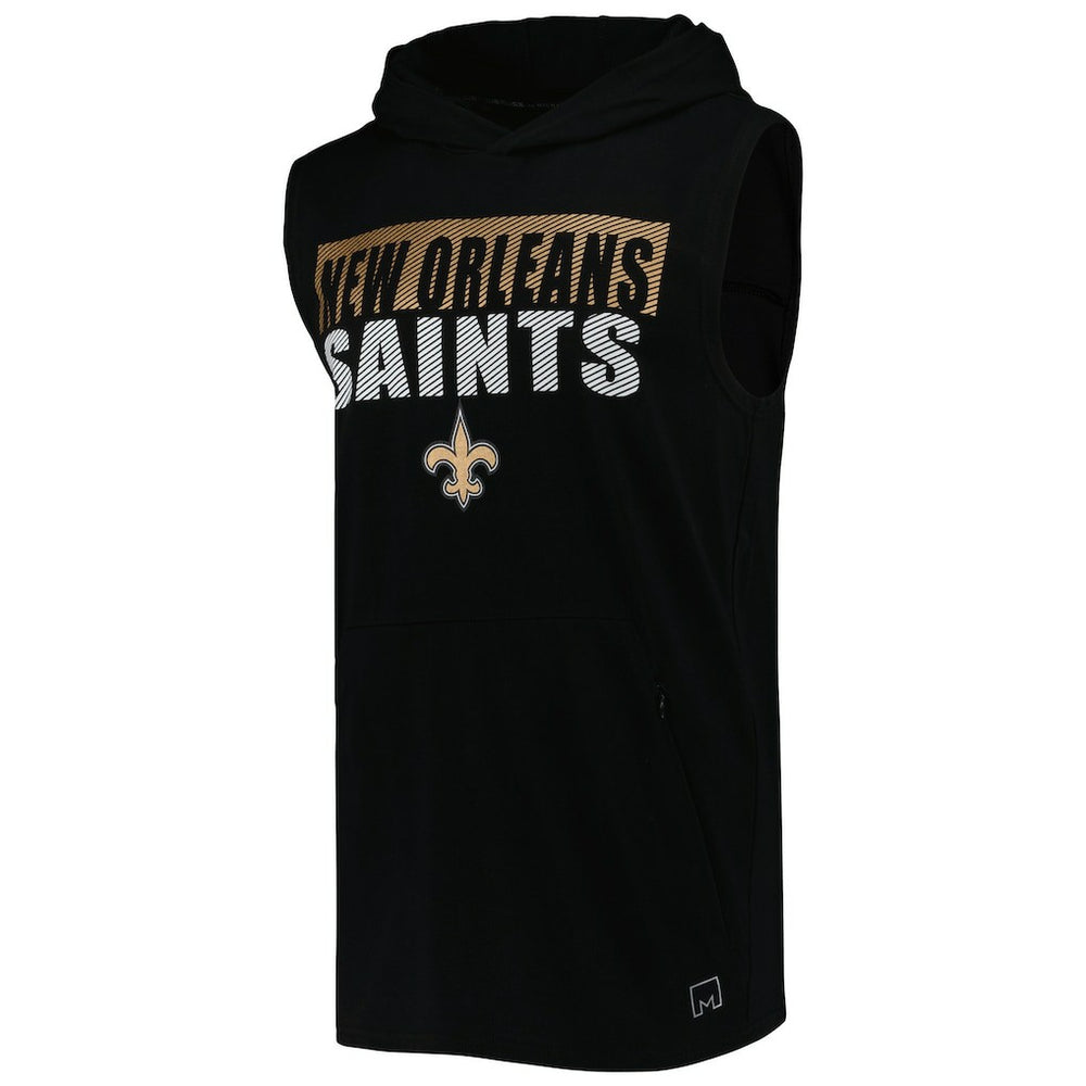 New Orleans Saints MSX by Michael Strahan Relay Sleeveless Pullover Hoodie Black
