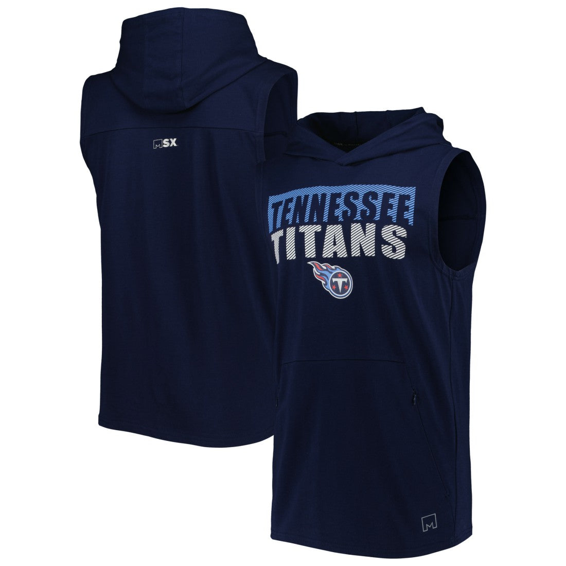 Tennessee Titans MSX by Michael Strahan Relay Sleeveless Pullover Hoodie Navy