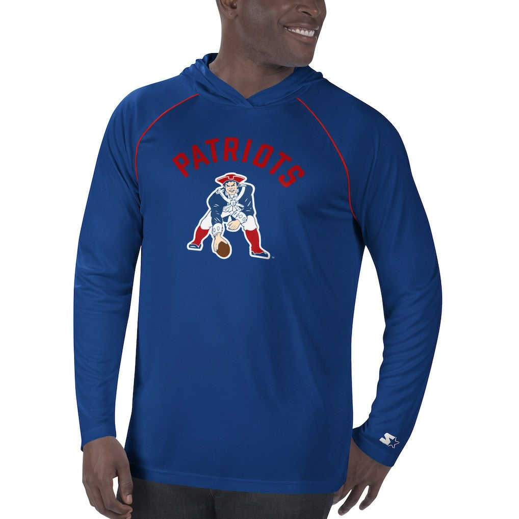 New England Patriots Starter Vintage Logo Raglan Hoodie T-Shirt Navy