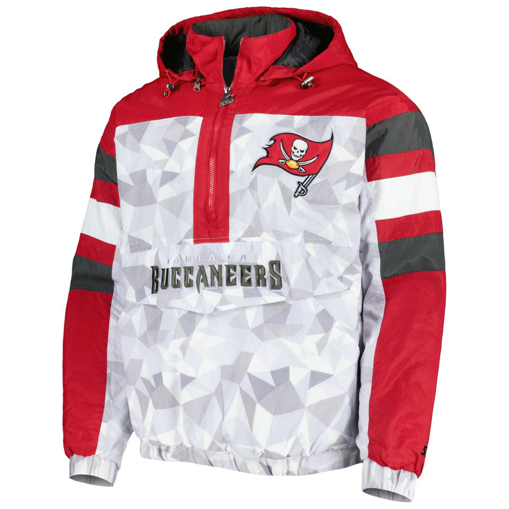 Tampa Bay Buccaneers Starter Thursday Night Gridiron Raglan Half-Zip Hooded Jacket White/Red