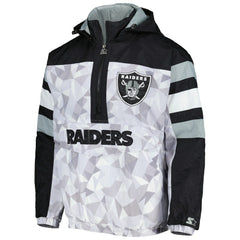 Las Vegas Raiders Starter Thursday Night Gridiron Raglan Half-Zip Hooded Jacket White/Black