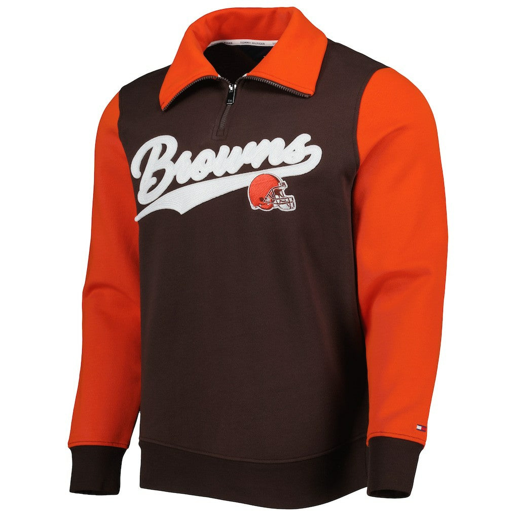 Cleveland Browns Tommy Hilfiger Aiden Quarter-Zip Sweatshirt Brown/Orange