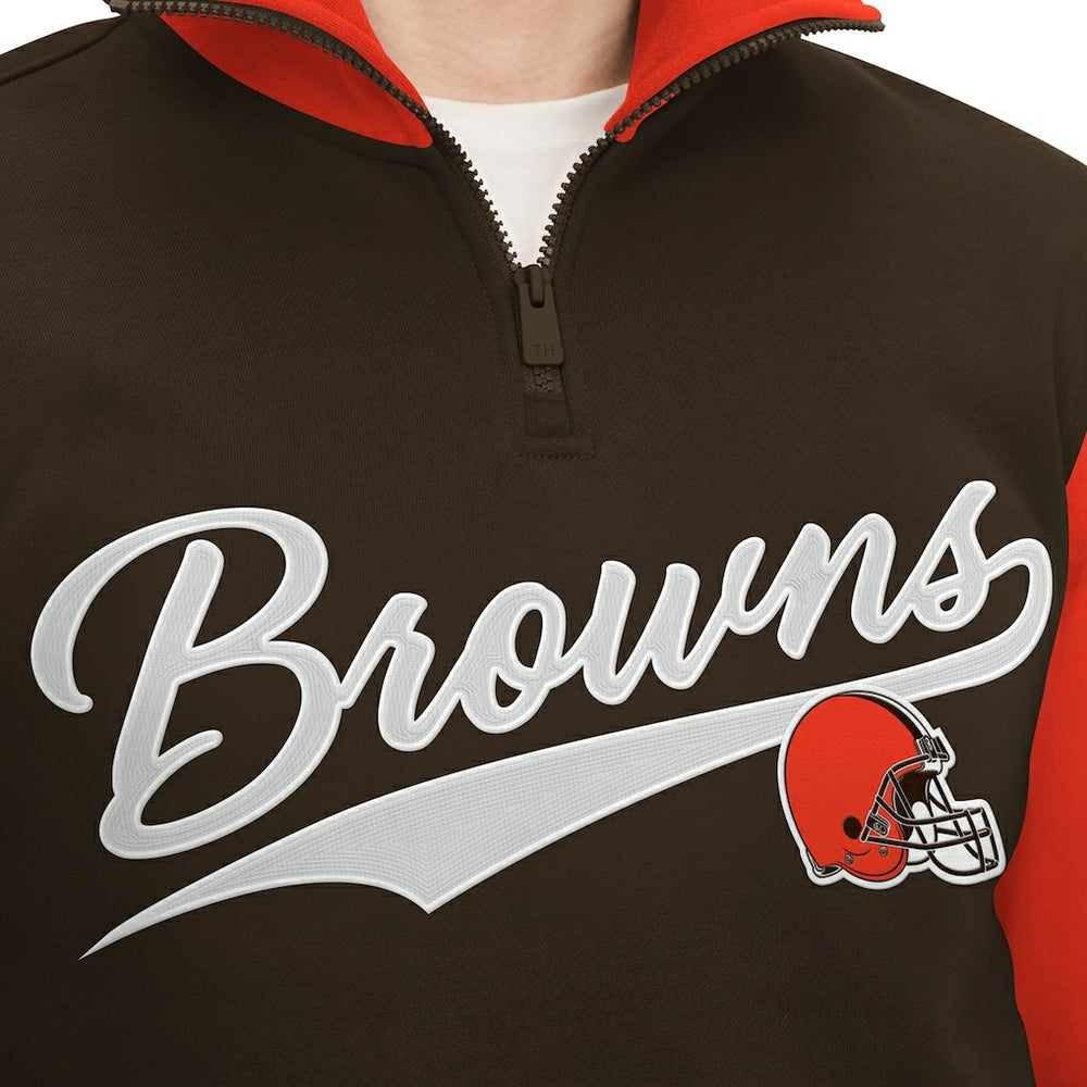 Cleveland Browns Tommy Hilfiger Aiden Quarter-Zip Sweatshirt Brown/Orange