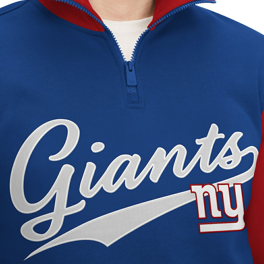 New York Giants Tommy Hilfiger Aiden Quarter-Zip Sweatshirt Royal/Red