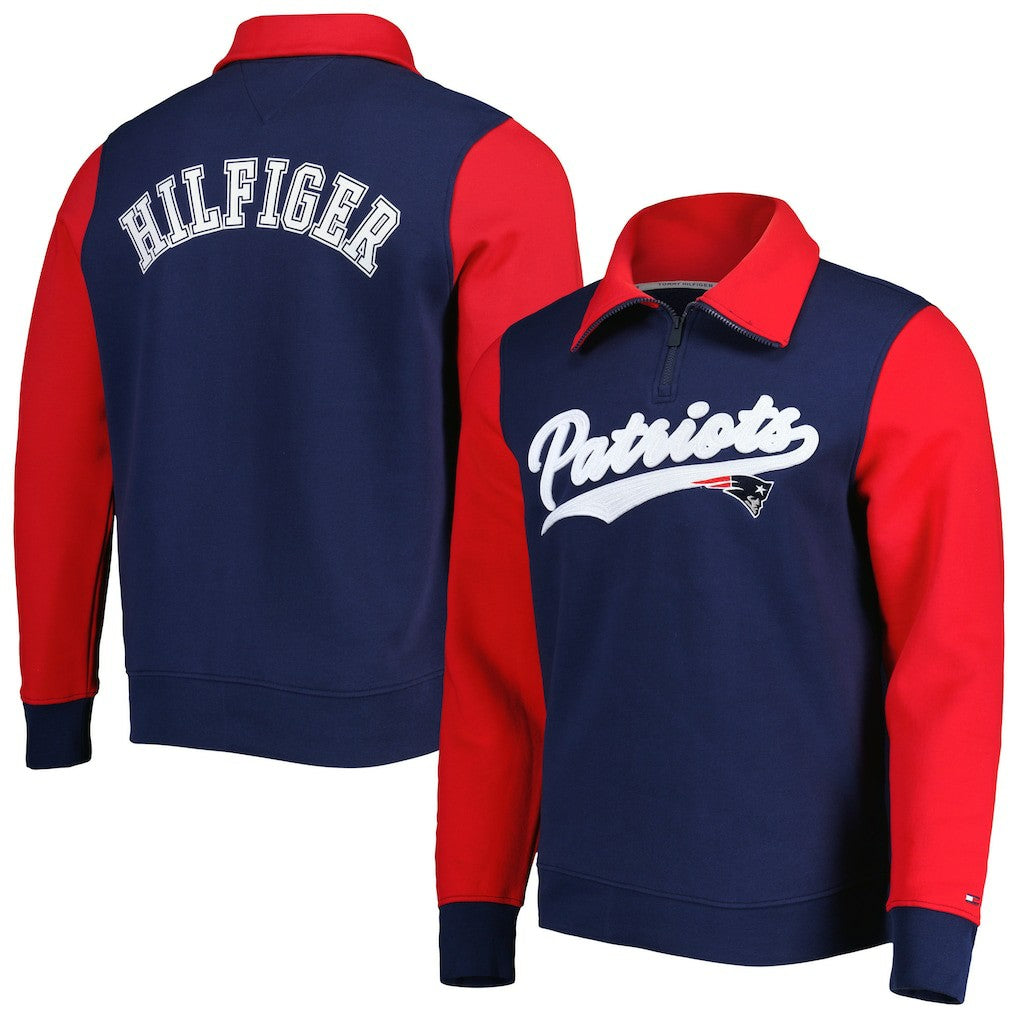 New England Patriots Tommy Hilfiger Aiden Quarter-Zip Sweatshirt Navy/Red