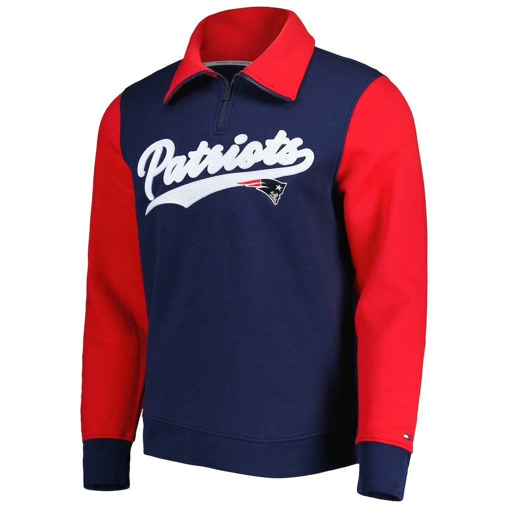 New England Patriots Tommy Hilfiger Aiden Quarter-Zip Sweatshirt Navy/Red