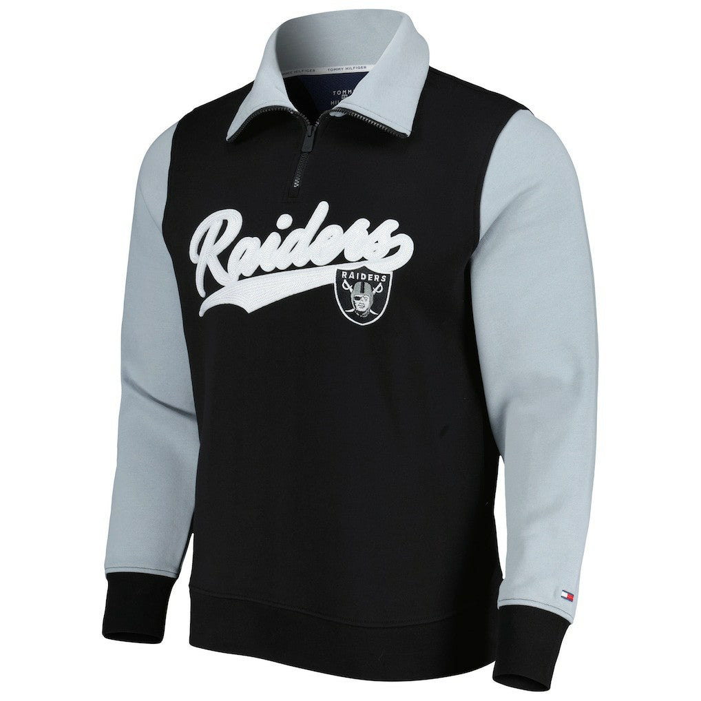 Las Vegas Raiders Tommy Hilfiger Aiden Quarter-Zip Sweatshirt Black/Silver