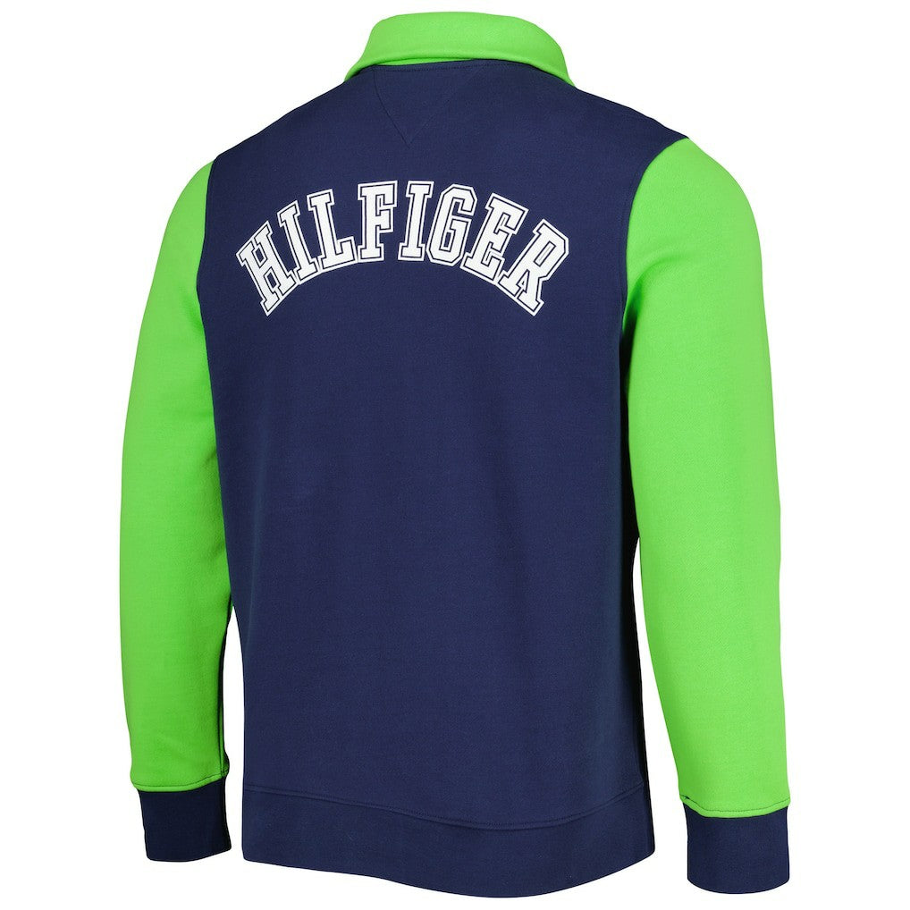 Seattle Seahawks Tommy Hilfiger Aiden Quarter-Zip Sweatshirt College Navy/Neon Green