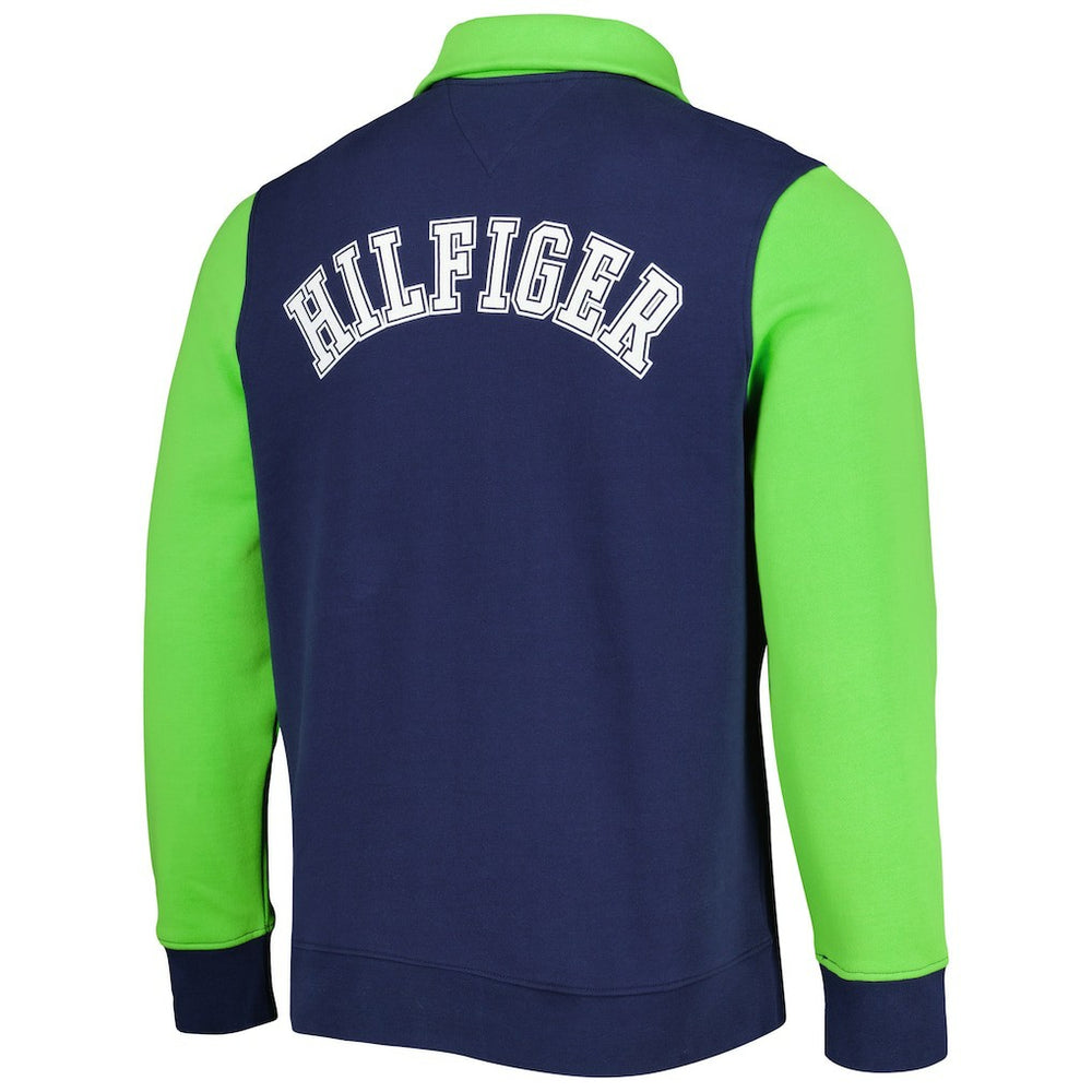 Seattle Seahawks Tommy Hilfiger Aiden Quarter-Zip Sweatshirt College Navy/Neon Green