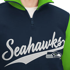 Seattle Seahawks Tommy Hilfiger Aiden Quarter-Zip Sweatshirt College Navy/Neon Green