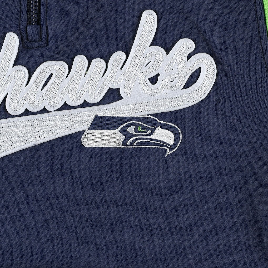 Seattle Seahawks Tommy Hilfiger Aiden Quarter-Zip Sweatshirt College Navy/Neon Green