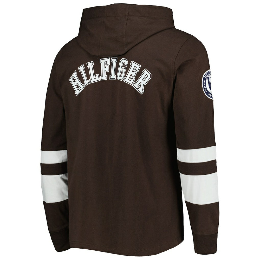 Cleveland Browns Tommy Hilfiger Alex Long Sleeve Hoodie T-Shirt Brown/White