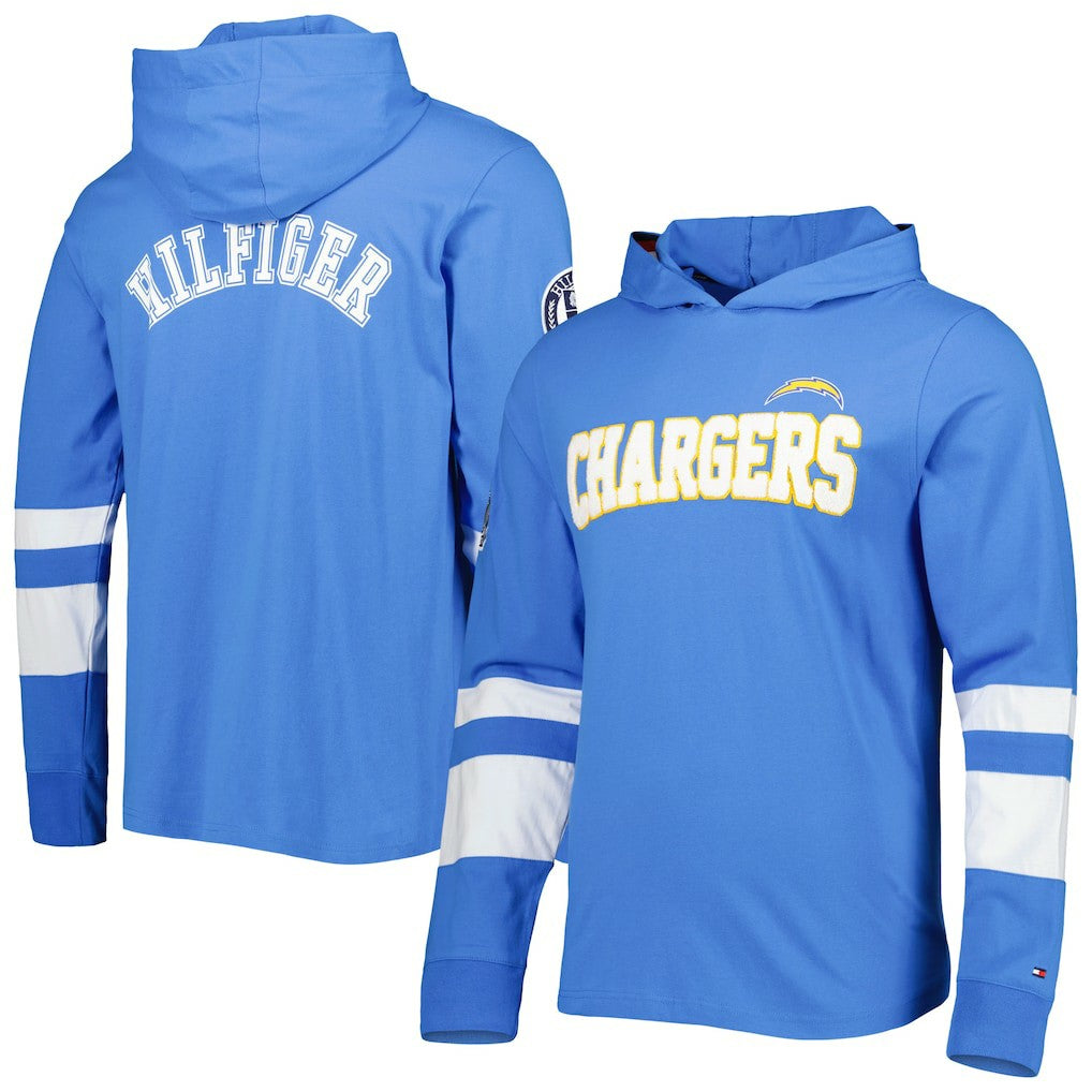 Los Angeles Chargers Tommy Hilfiger Alex Long Sleeve Hoodie T-Shirt Powder Blue/White