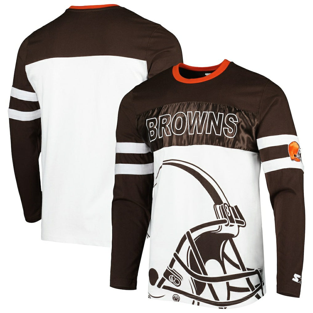 Cleveland Browns Starter Halftime Long Sleeve T-Shirt Brown/White