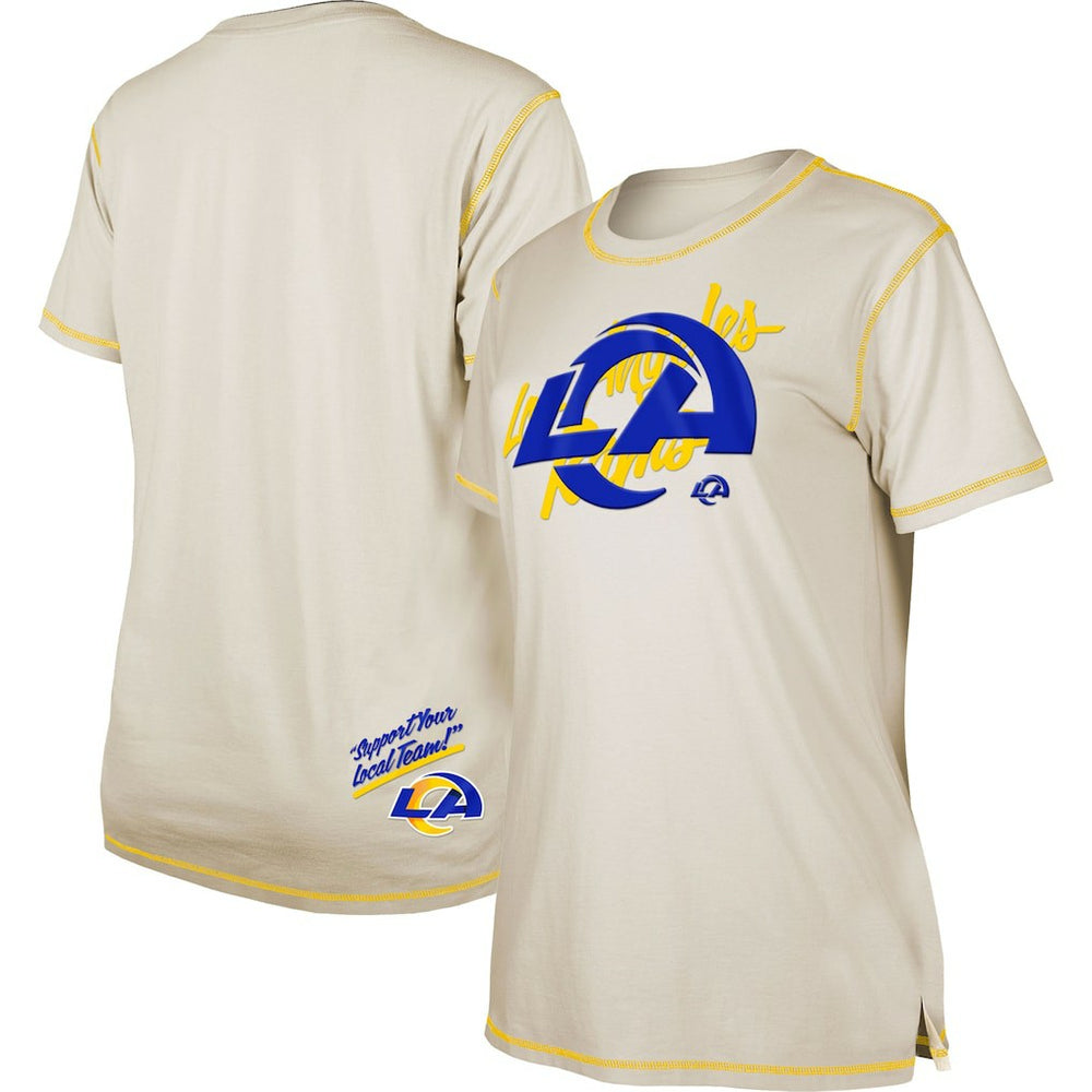 Los Angeles Rams New Era Women's Split T-Shirt Cream