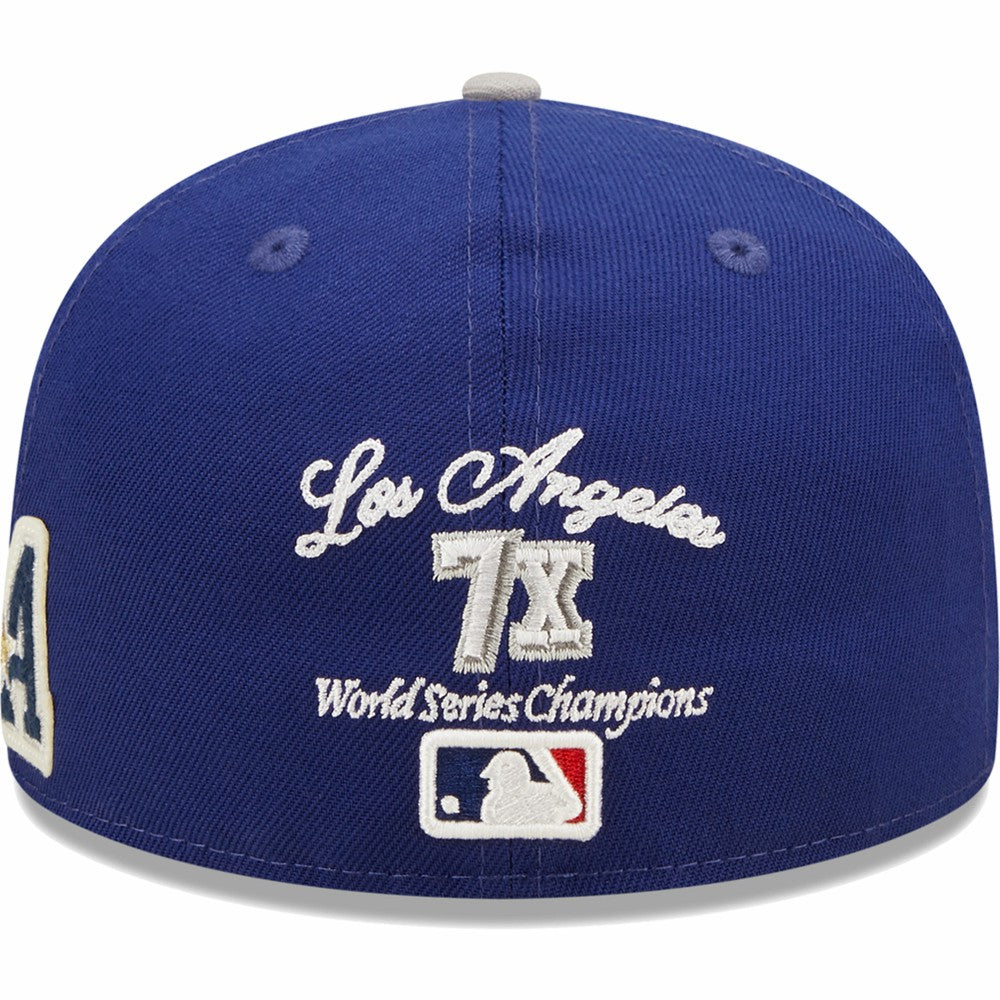 Los Angeles Dodgers New Era 2020 World Series Champions  Letterman 59FIFTY Fitted Hat - Royal/Gray - New Era on Sale