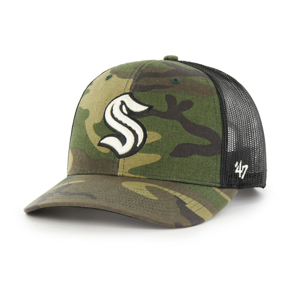 Seattle Kraken '47 Trucker Snapback Hat - Camo/Black - NHL 4871929
