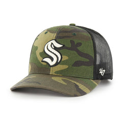 Seattle Kraken '47 Trucker Snapback Hat - Camo/Black - NHL 4871929