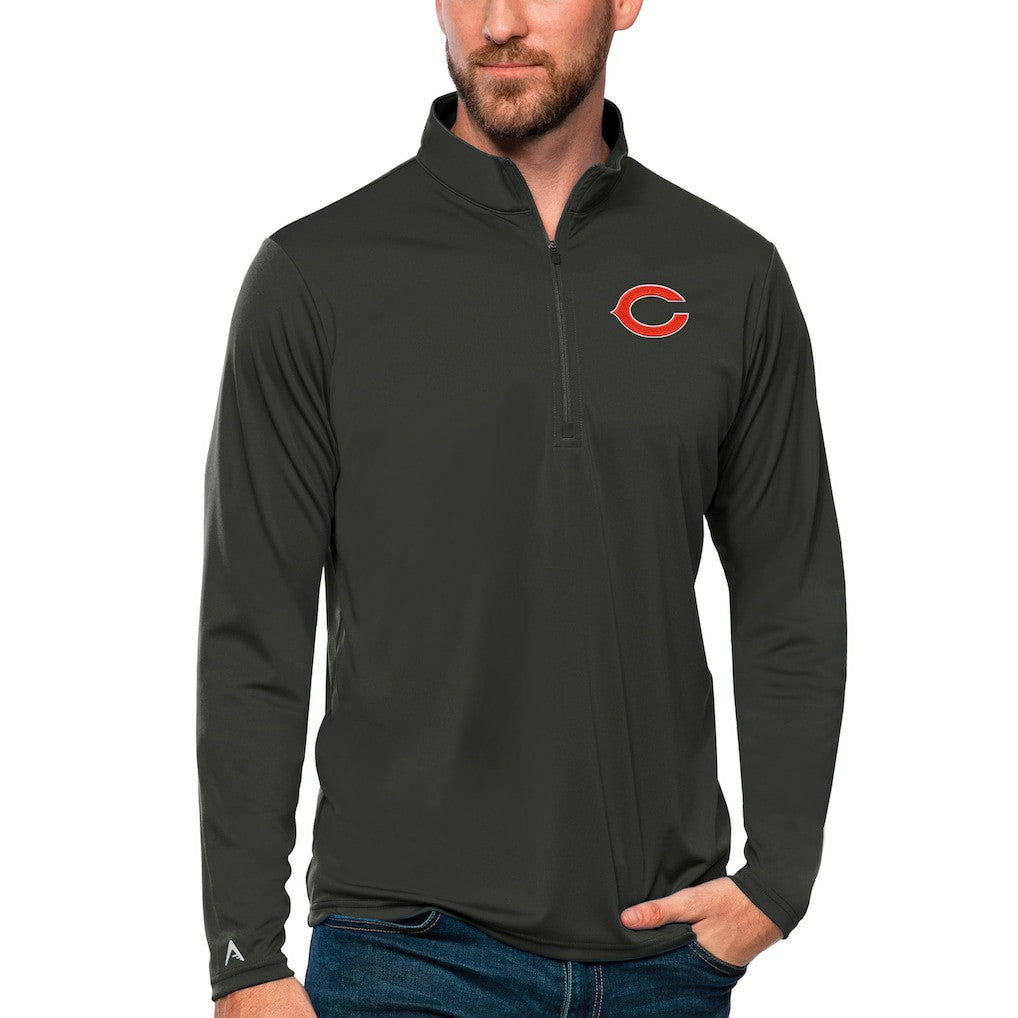Chicago Bears Antigua Tribute Quarter-Zip Lightweight Pullover Top Charcoal