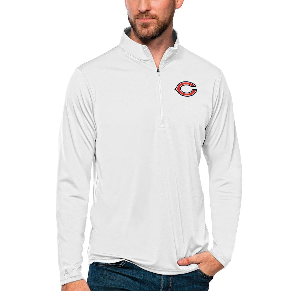 Chicago Bears Antigua Tribute Quarter-Zip Lightweight Pullover Top White
