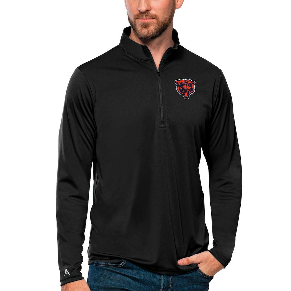 Chicago Bears Antigua Tribute Quarter-Zip Lightweight Pullover Top Black
