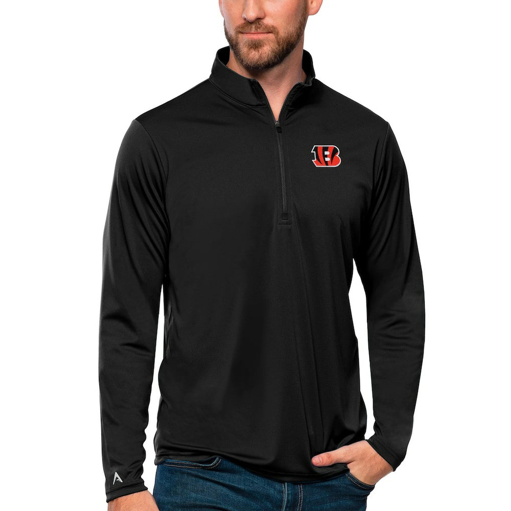 Cincinnati Bengals Antigua Tribute Quarter-Zip Lightweight Pullover Top Black