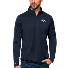 Denver Broncos Antigua Tribute Quarter-Zip Lightweight Pullover Top Navy