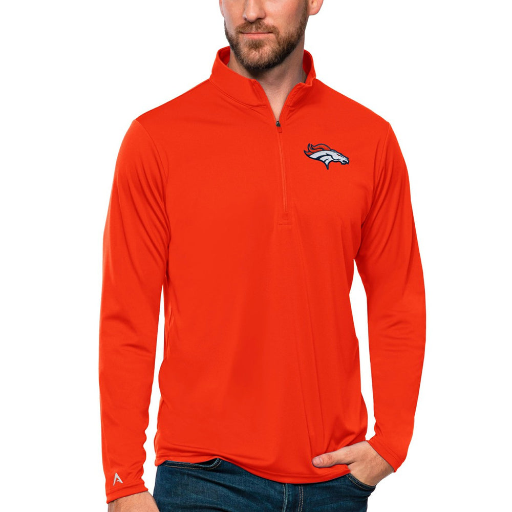 Denver Broncos Antigua Tribute Quarter-Zip Lightweight Pullover Top Orange