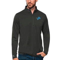Detroit Lions Antigua Tribute Quarter-Zip Lightweight Pullover Top Charcoal