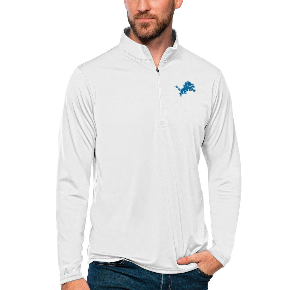 Detroit Lions Antigua Tribute Quarter-Zip Lightweight Pullover Top White