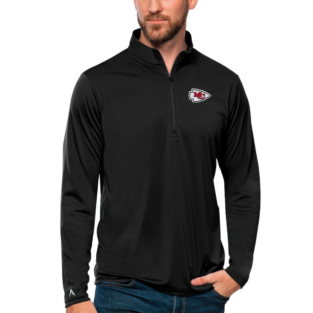 Kansas City Chiefs Antigua Tribute Quarter-Zip Lightweight Pullover Top Black