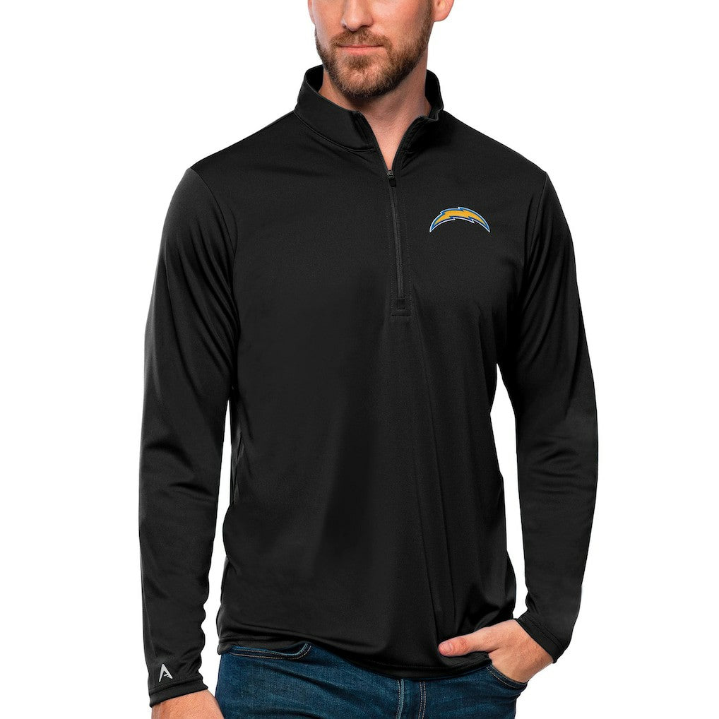 Los Angeles Chargers Antigua Tribute Quarter-Zip Lightweight Pullover Top Black