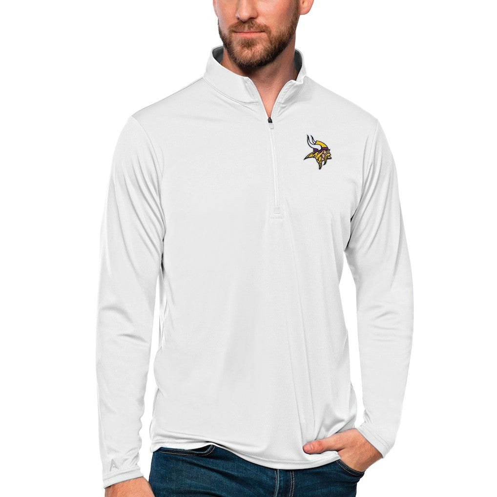 Minnesota Vikings Antigua Tribute Quarter-Zip Lightweight Pullover Top White