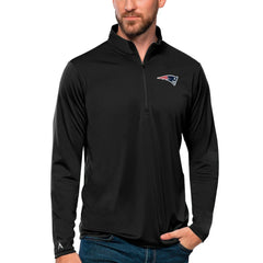 New England Patriots Antigua Tribute Quarter-Zip Lightweight Pullover Top Black