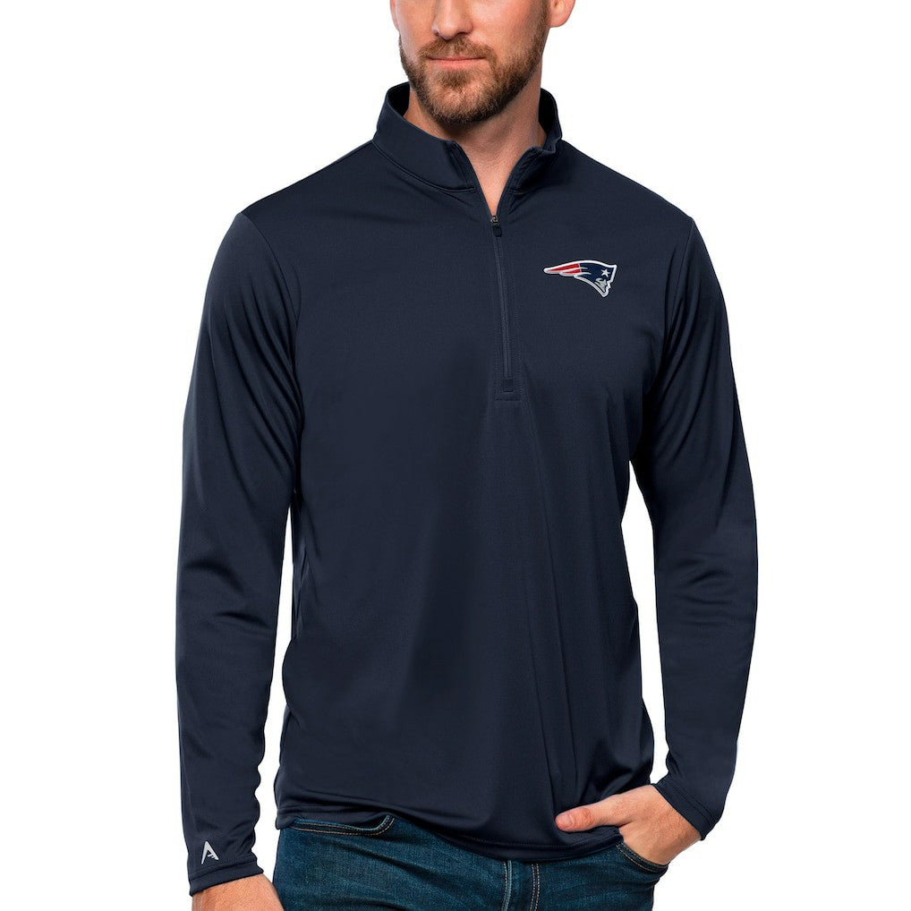 New England Patriots Antigua Tribute Quarter-Zip Lightweight Pullover Top Navy