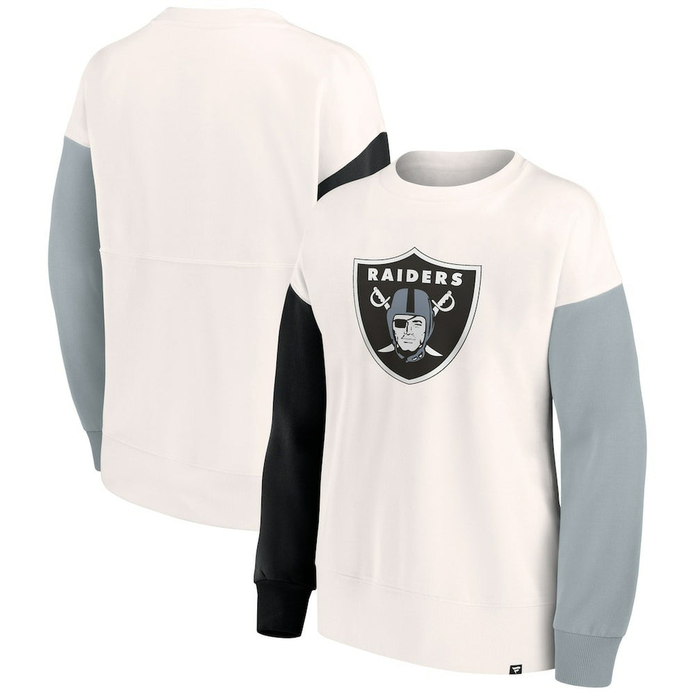 Fanatics Las Vegas Raiders Women's Colorblock Primary Logo Pullover Sweatshirt White