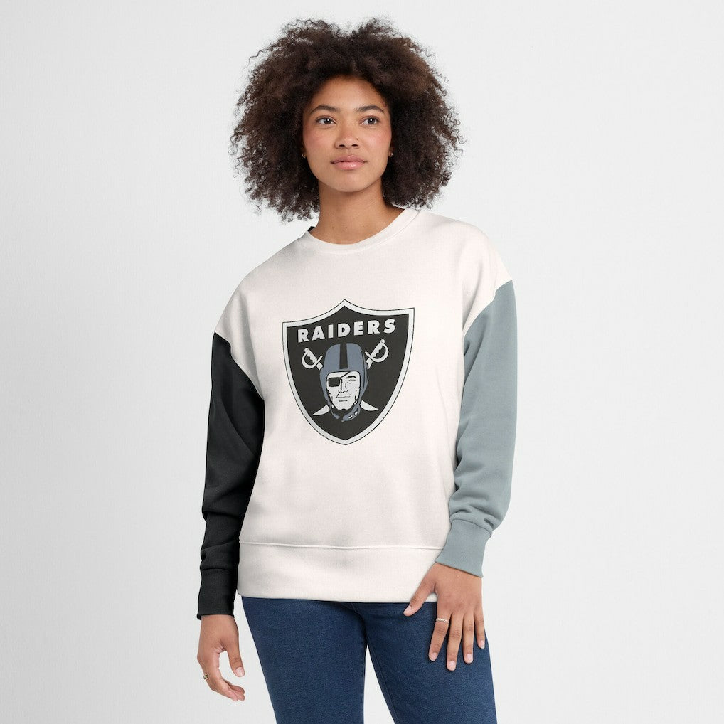 Fanatics Las Vegas Raiders Women's Colorblock Primary Logo Pullover Sweatshirt White