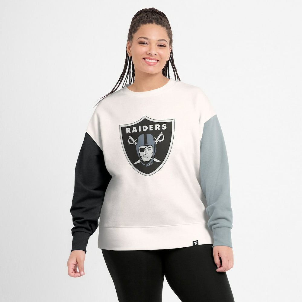Fanatics Las Vegas Raiders Women's Colorblock Primary Logo Pullover Sweatshirt White