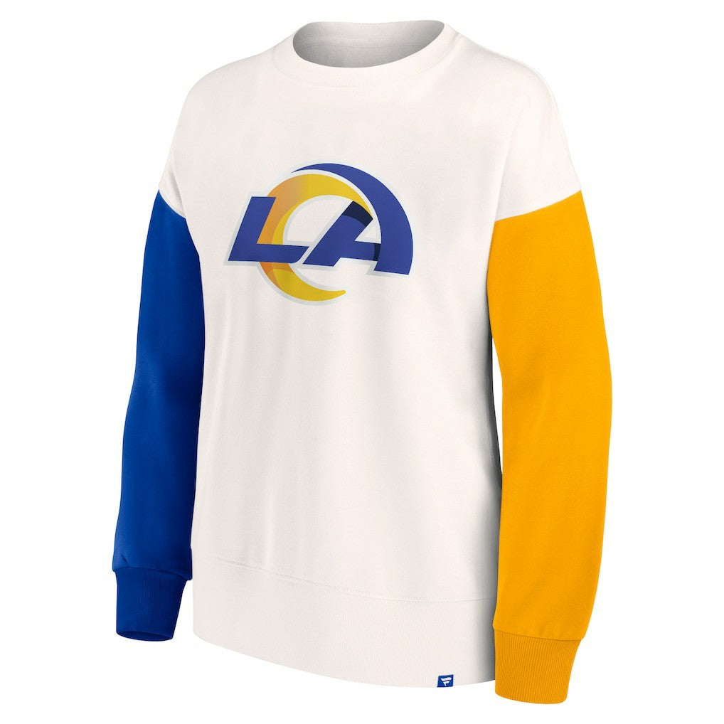 Fanatics Los Angeles Rams Women's Colorblock Primary Logo Pullover Sweatshirt White