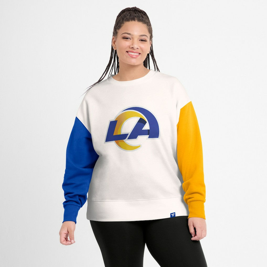 Fanatics Los Angeles Rams Women's Colorblock Primary Logo Pullover Sweatshirt White
