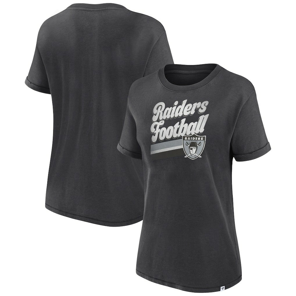 Fanatics Las Vegas Raiders Women's Hit Snow Washed T-Shirt Charcoal
