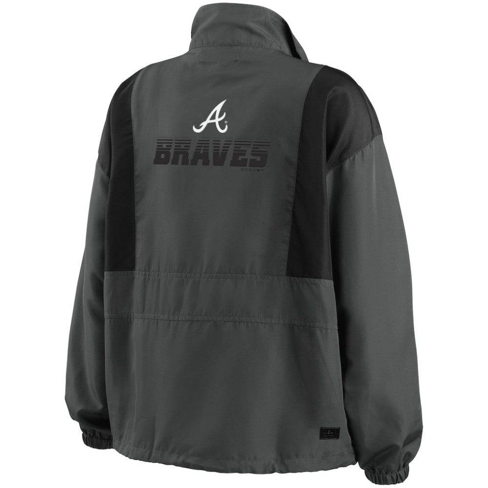 Atlanta Braves WEAR by Erin Andrews Women's Packable Half-Zip Jacket - Charcoal - MLB Online