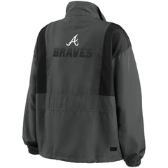 Atlanta Braves WEAR by Erin Andrews Women's Packable Half-Zip Jacket - Charcoal - MLB Online