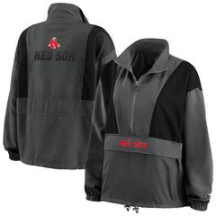 Boston Red Sox WEAR by Erin Andrews Women's Packable Half-Zip Jacket - Charcoal - MLB Online