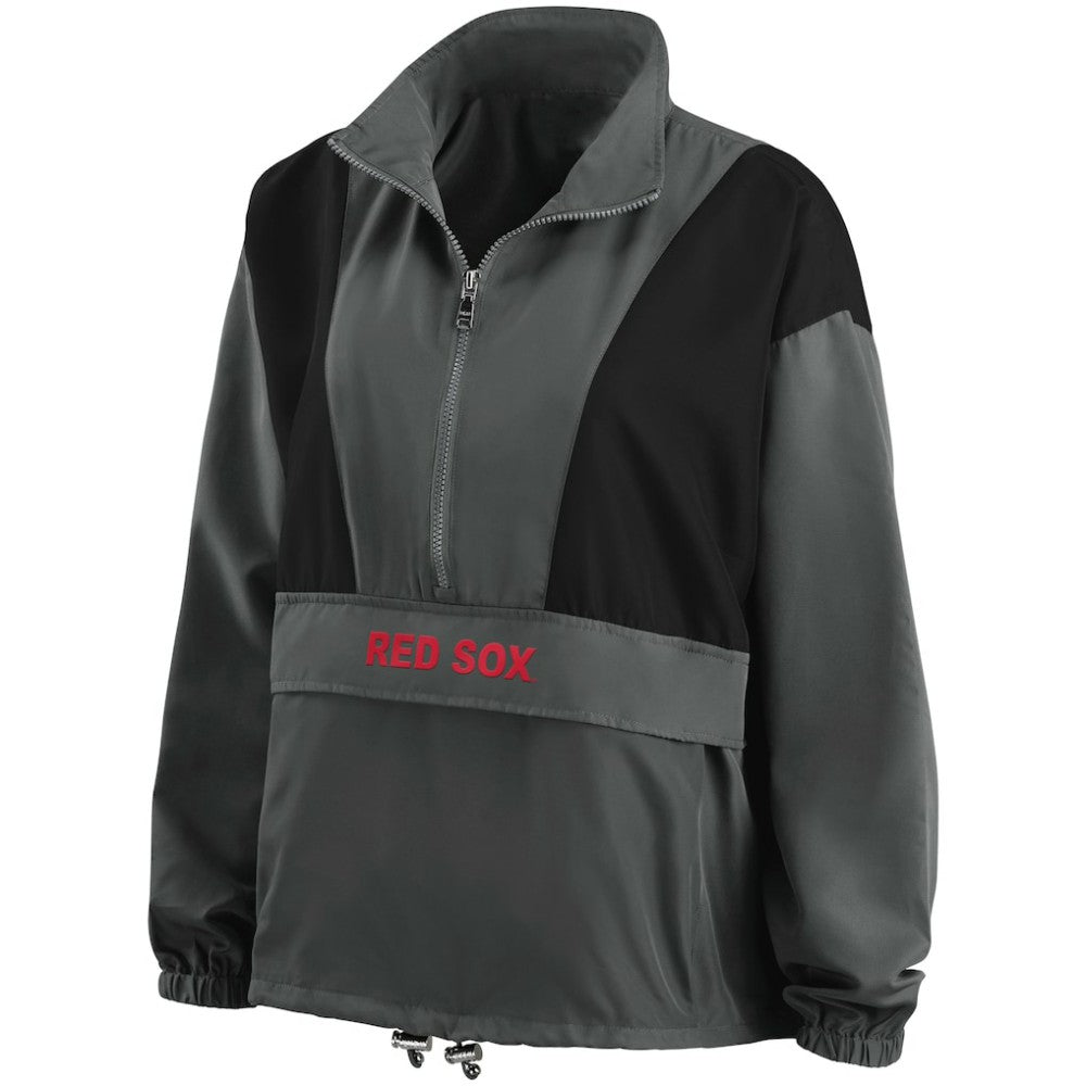 Boston Red Sox WEAR by Erin Andrews Women's Packable Half-Zip Jacket - Charcoal - MLB Online