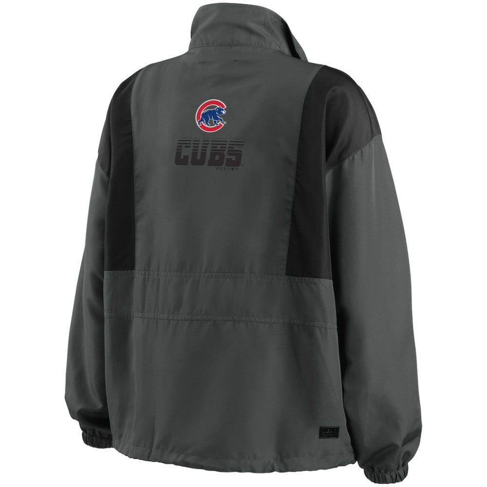 Chicago Cubs WEAR by Erin Andrews Women's Packable Half-Zip Jacket - Charcoal - MLB Sale