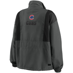 Chicago Cubs WEAR by Erin Andrews Women's Packable Half-Zip Jacket - Charcoal - MLB Sale