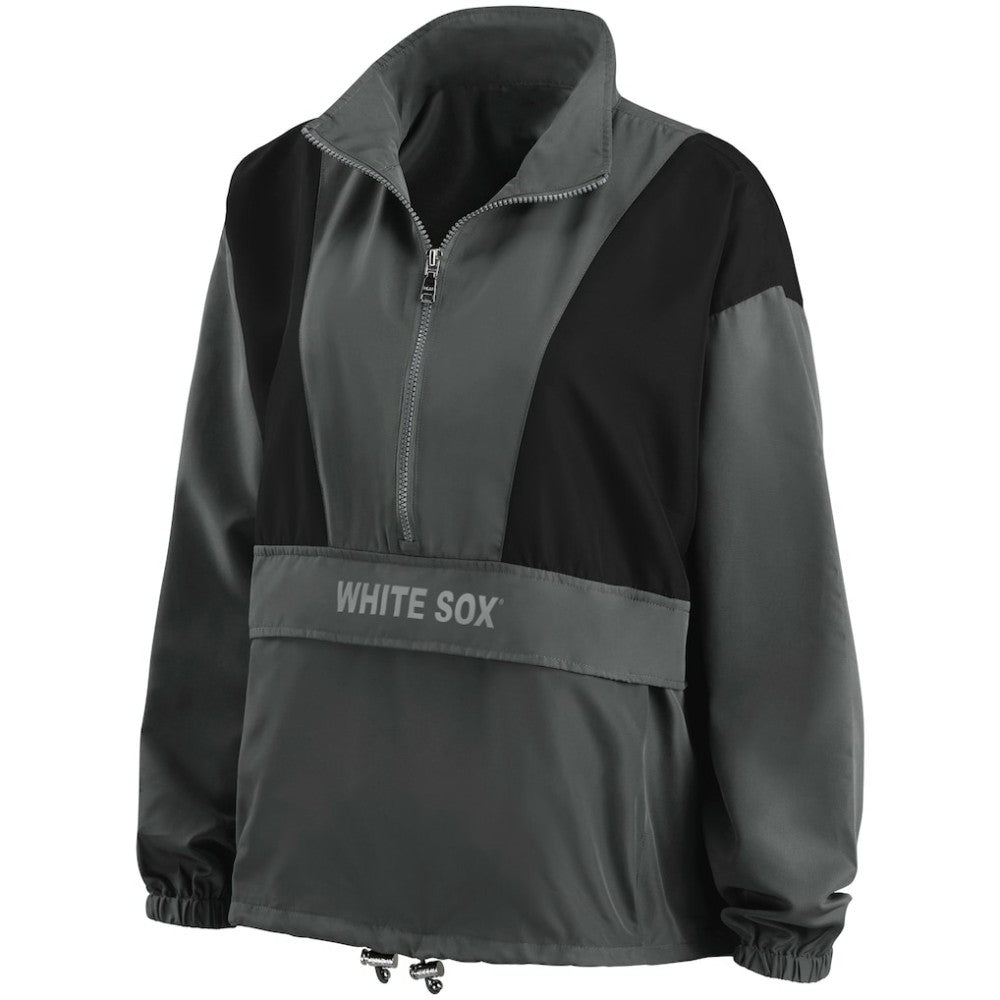 Chicago White Sox WEAR by Erin Andrews Women's Packable Half-Zip Jacket - Charcoal - MLB Sale